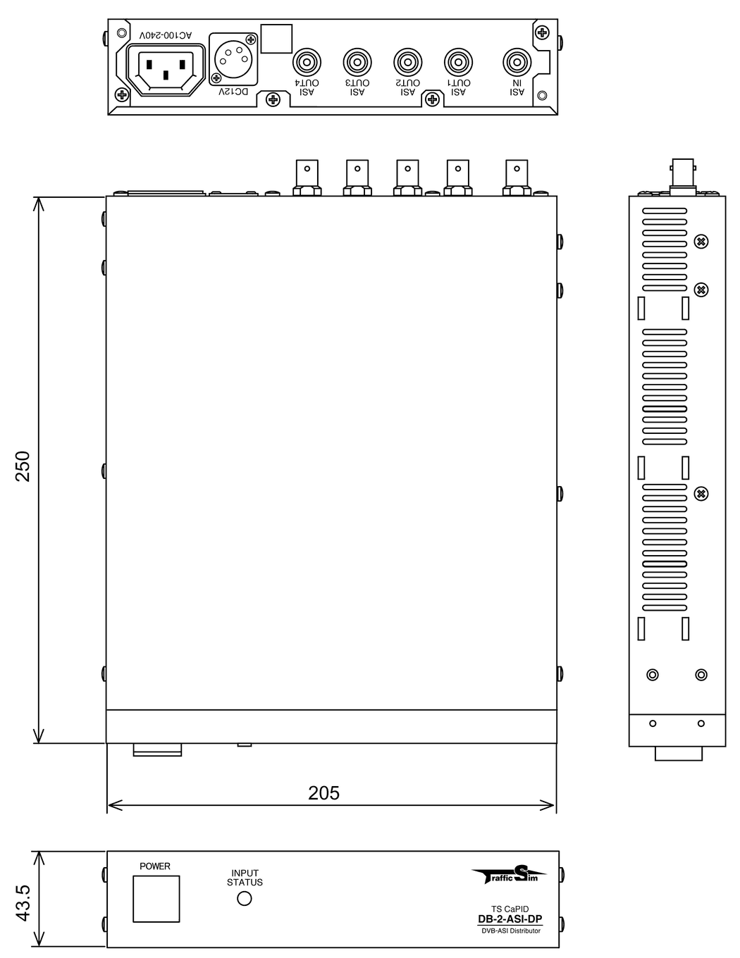 DB-2-ASI-DP 外形図