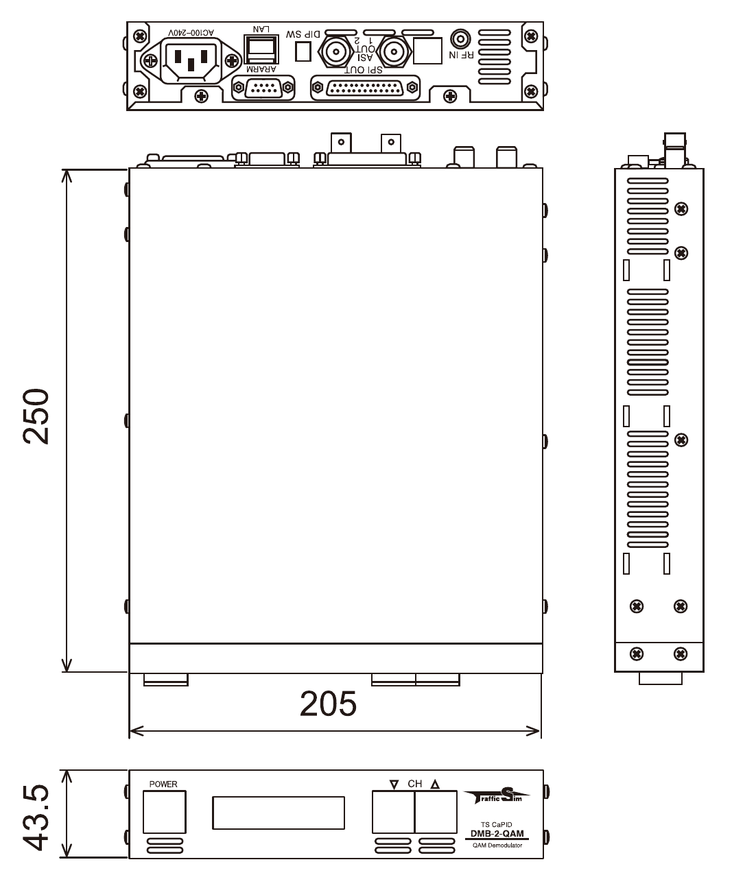 DMB-2-QAM Dimensional Drawing