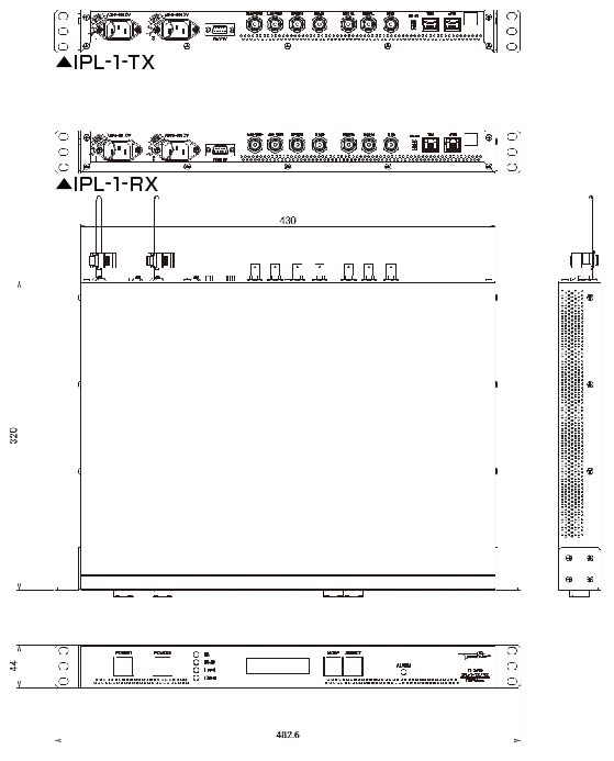 IPL-1-TX/RX dimensional drawing